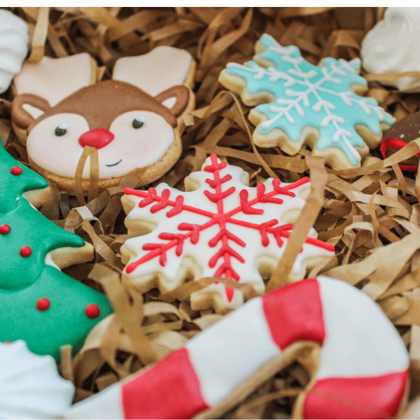 A selection of colorful Christmas cookie cutters